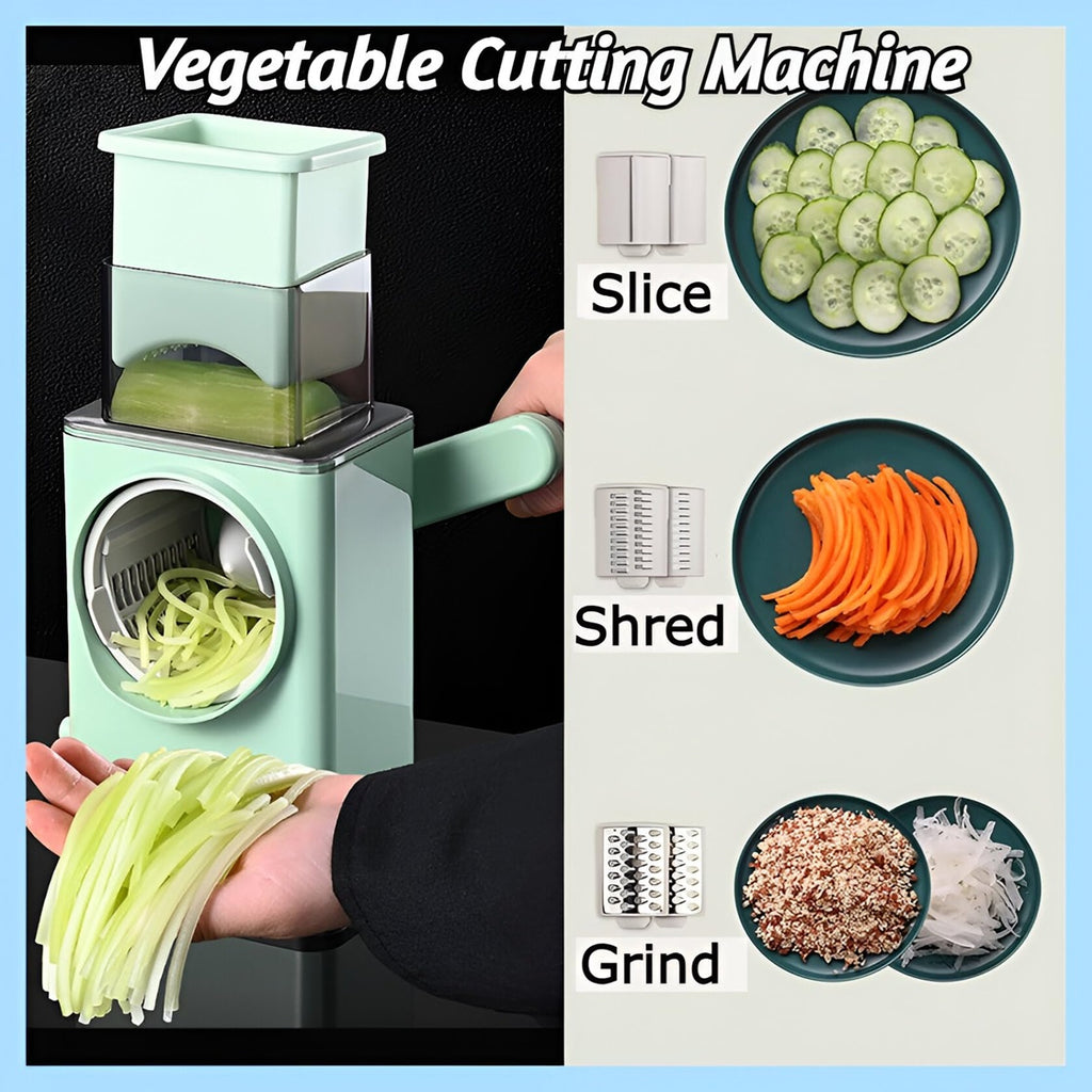 3-in-1 Multifunctional Rotary Vegetable Slicer – Manual Kitchen Mandoline & Drum Grater