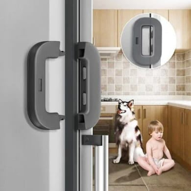 Child Safety Refrigerator Door Lock with Double-Press Unlock – Self-Locking Fridge & Cabinet Safety Lock for Toddlers