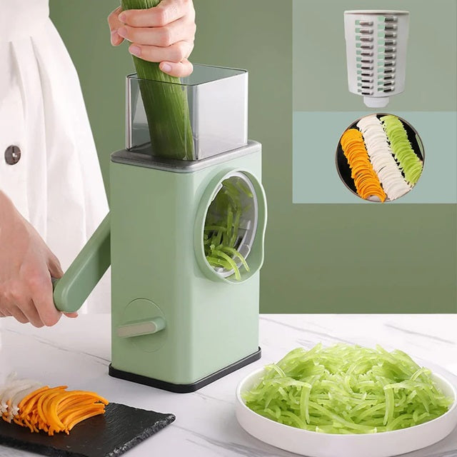 3-in-1 Multifunctional Rotary Vegetable Slicer – Manual Kitchen Mandoline & Drum Grater