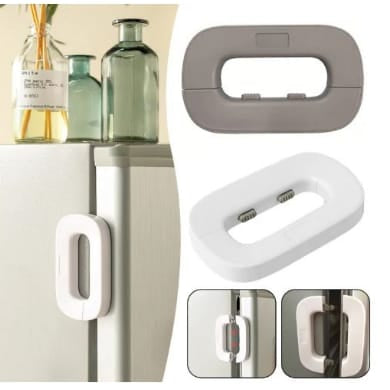 Child Safety Refrigerator Door Lock with Double-Press Unlock – Self-Locking Fridge & Cabinet Safety Lock for Toddlers