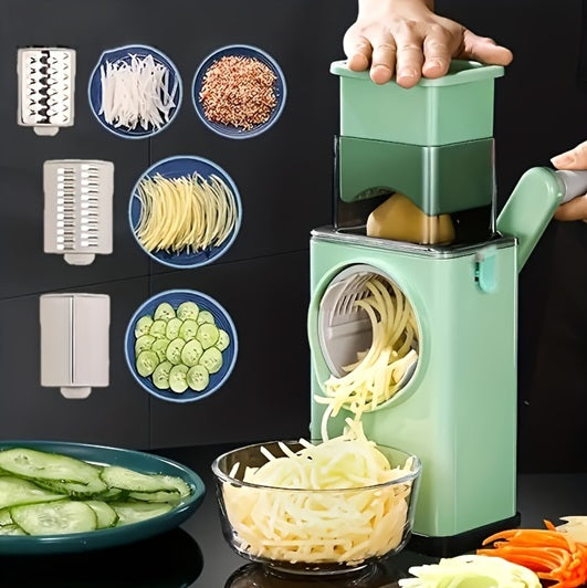 3-in-1 Multifunctional Rotary Vegetable Slicer – Manual Kitchen Mandoline & Drum Grater