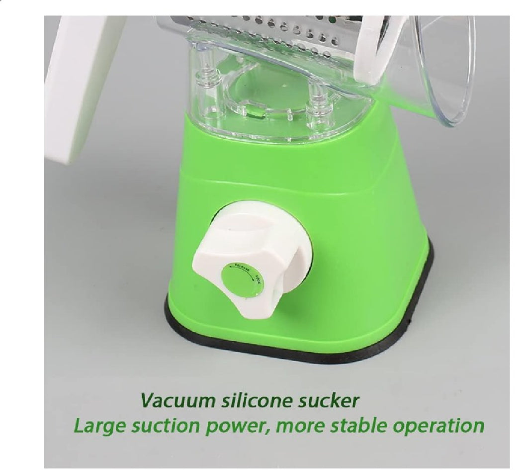 3-in-1 Multi-Functional Rotary Drum Grater & Vegetable Slicer - Manual Kitchen Grinder for Cheese, Nuts & Veggies