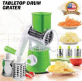 3-in-1 Multi-Functional Rotary Drum Grater & Vegetable Slicer - Manual Kitchen Grinder for Cheese, Nuts & Veggies