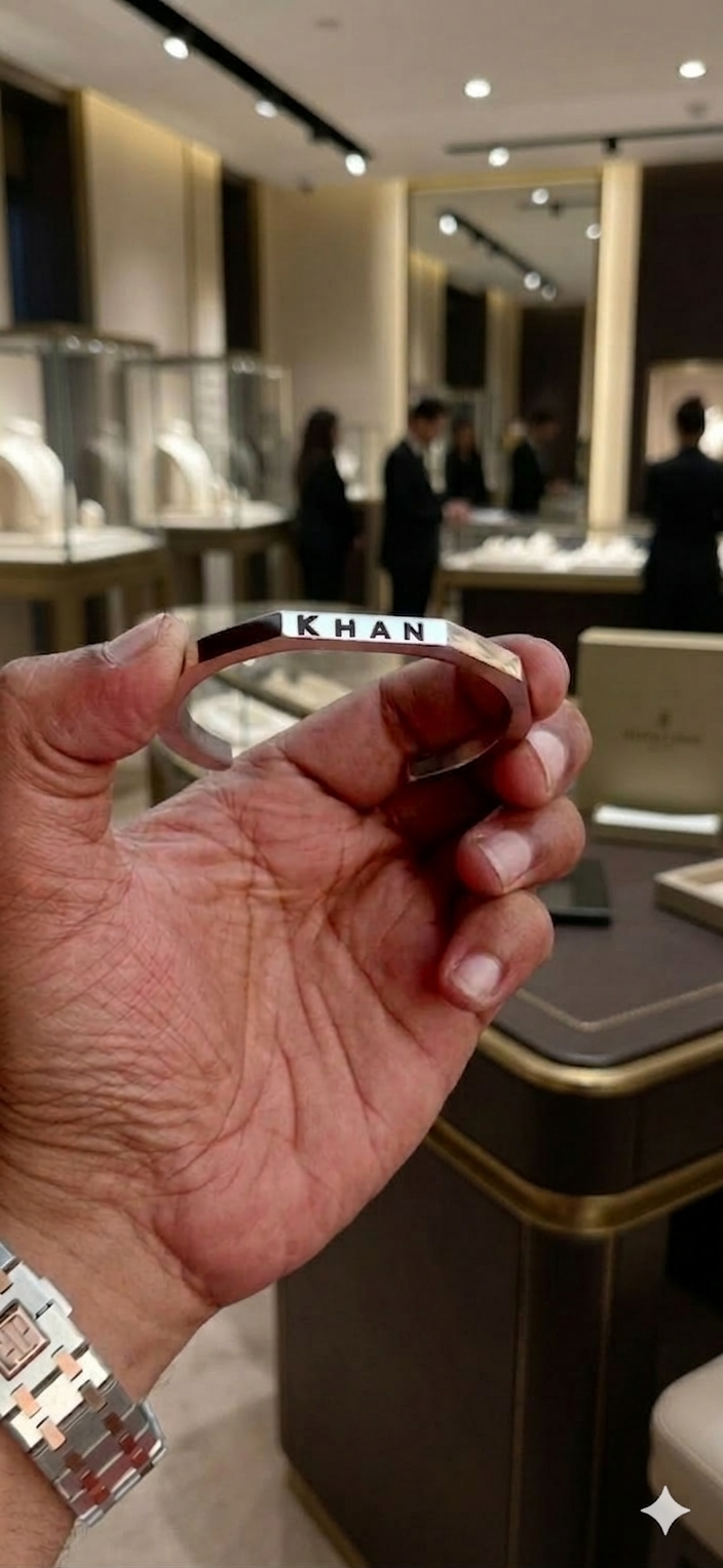 Personalized Stainless Steel Hexagon Cuff Bangle - Custom Name Bracelet for Men & Women