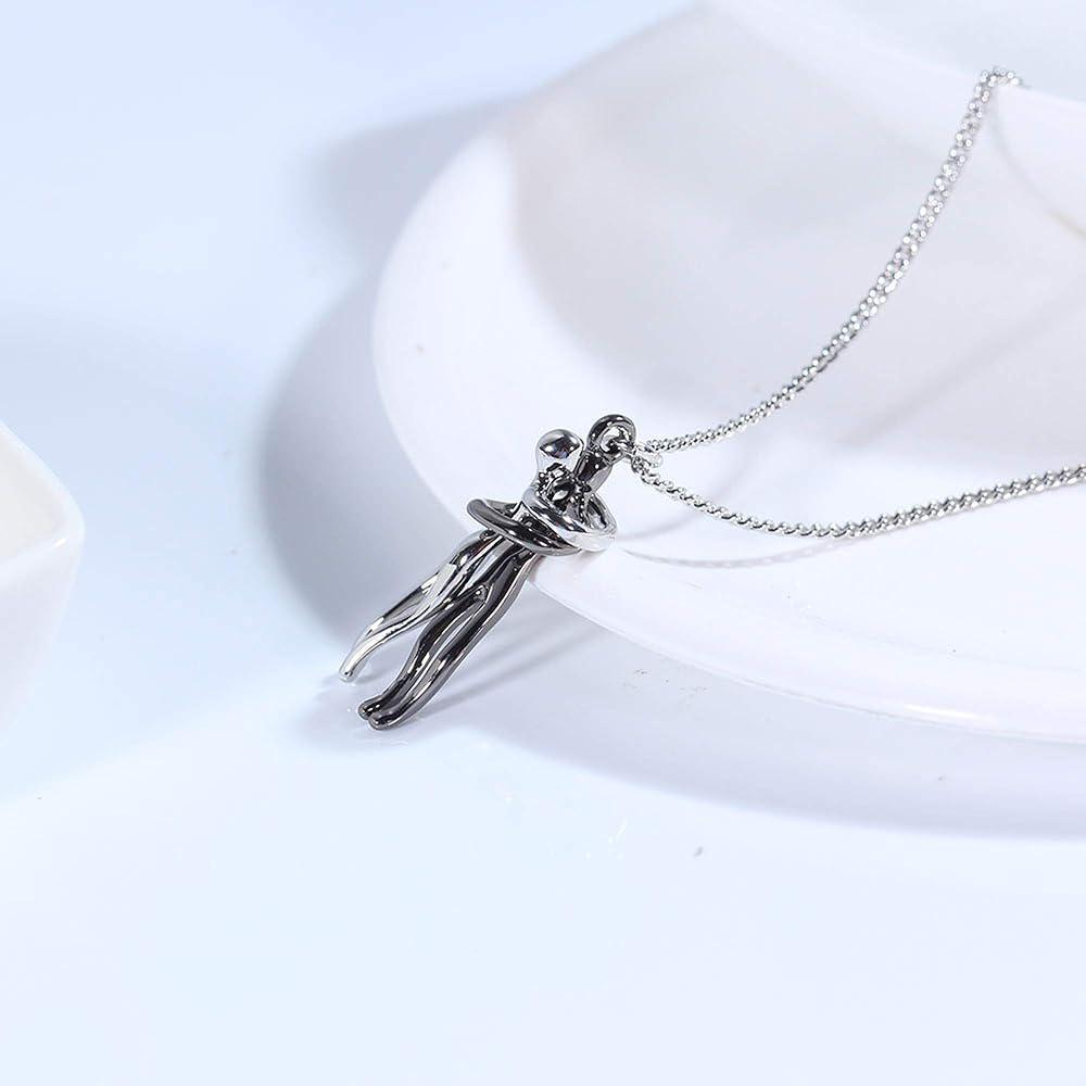 Unisex Couple Hug Pendant Necklace - Romantic Stainless Steel Jewelry Gift for Men & Women