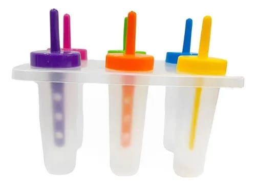 6-Piece Reusable Ice Pop Mold Set with Built-in Drip-Guard Straws