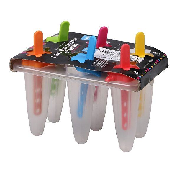 6-Piece Reusable Ice Pop Mold Set with Built-in Drip-Guard Straws