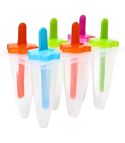 6-Piece Reusable Ice Pop Mold Set with Built-in Drip-Guard Straws