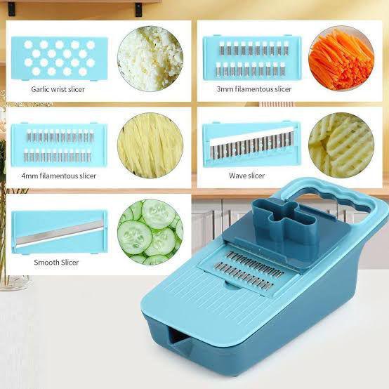 5-in-1 Multipurpose Vegetable Cutter & Slicer with Rotating Drainage Basket (Mix/Random Colors)