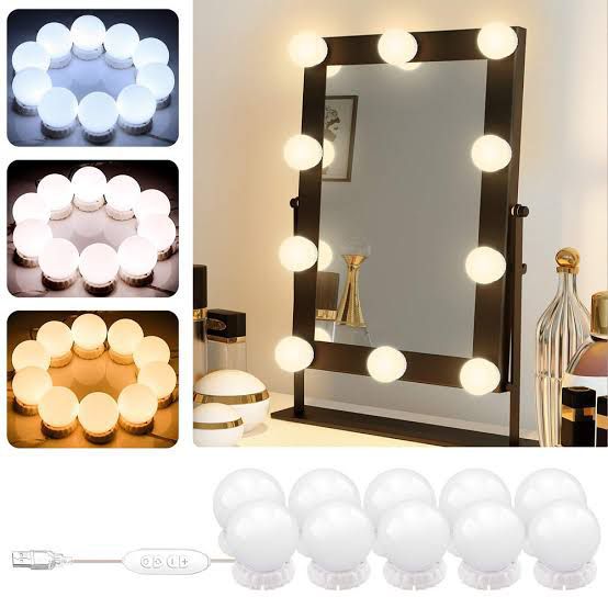 Hollywood Style 10-Bulb Vanity Mirror Lights – 3 Color Modes & Dimmable LED Lighting