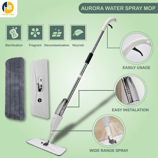 360° Rotating Water Spray Mop with Microfiber Pads — 2-in-1 Floor Cleaning System (with Box Packing)