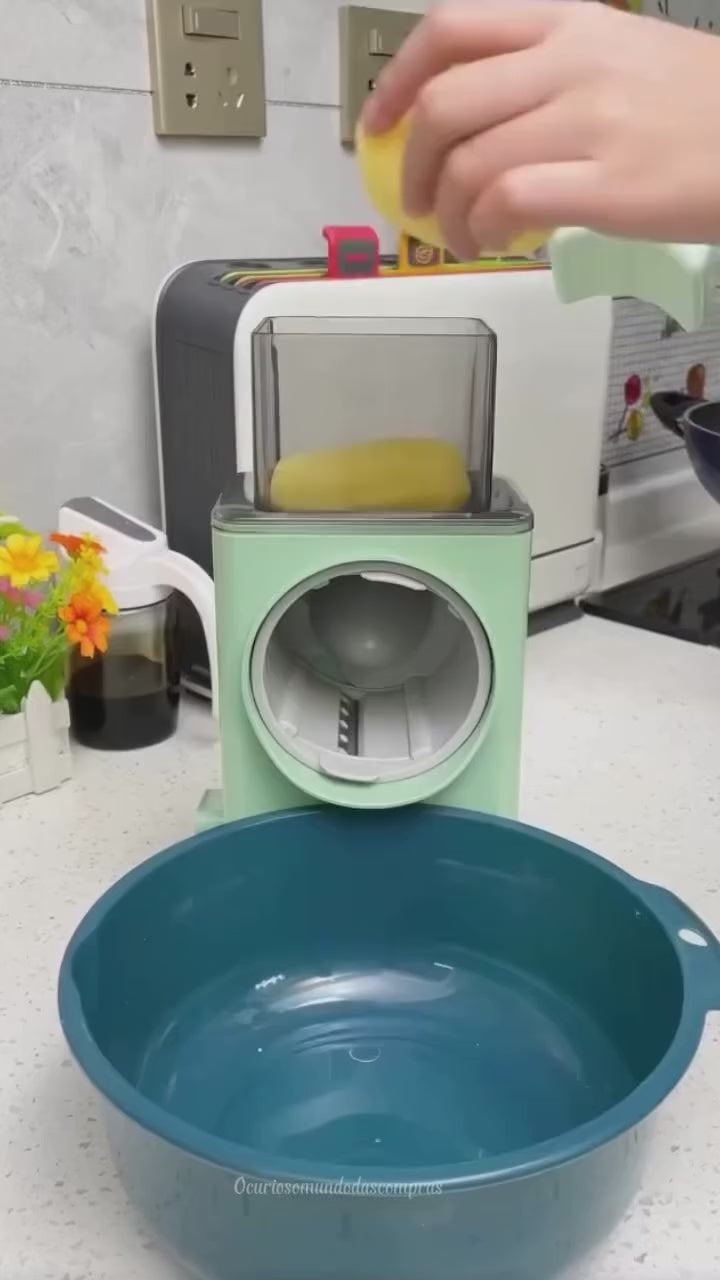 3-in-1 Multifunctional Rotary Vegetable Slicer – Manual Kitchen Mandoline & Drum Grater