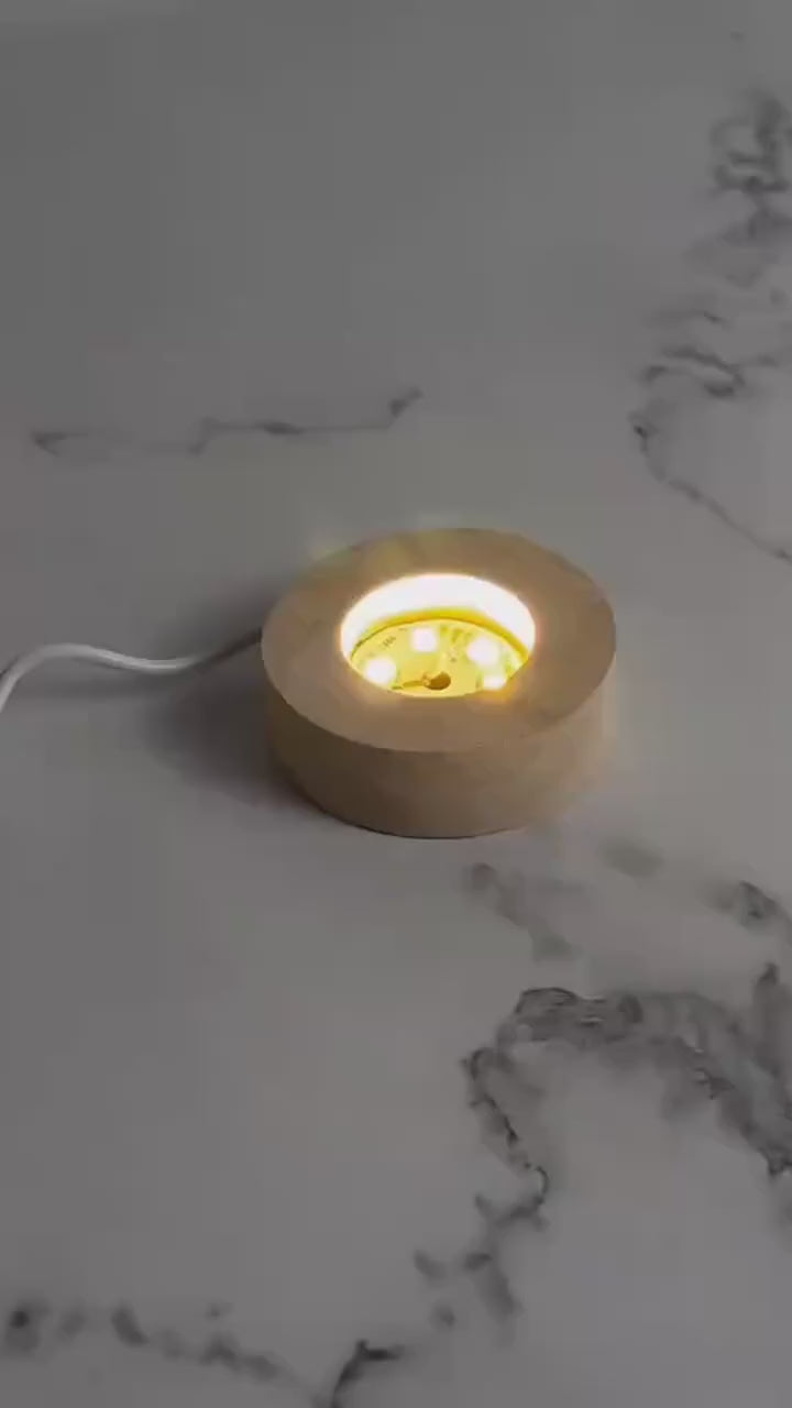 3D Crystal Ball Night Light - Laser Engraved Moon & Galaxy Glass Sphere with Wooden LED Base Mix Random Design