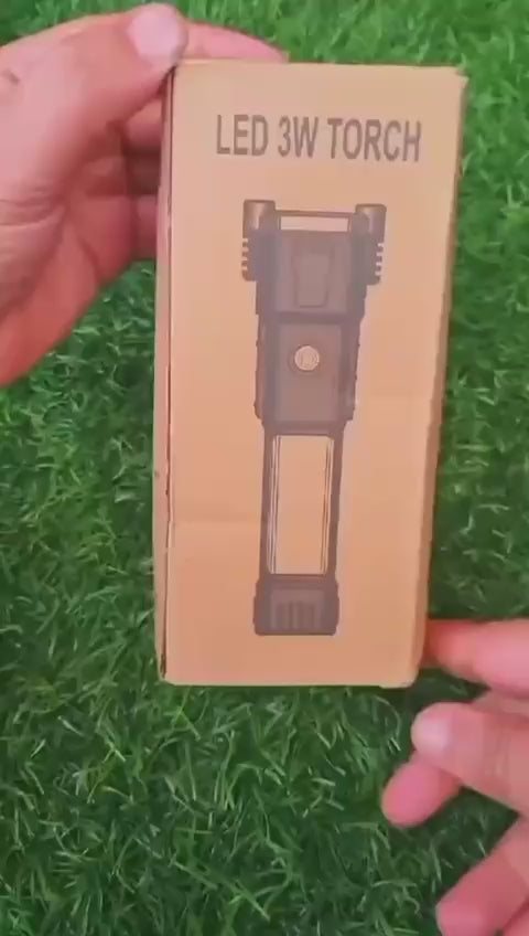 8-in-1 Emergency LED Flashlight – Rechargeable Tactical Torch with Window Breaker & Seatbelt Cutter